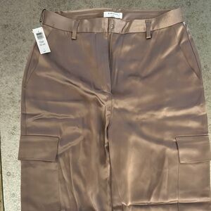 Aritzia Babaton Refined Satin Cargo Pants in Grey Taupe